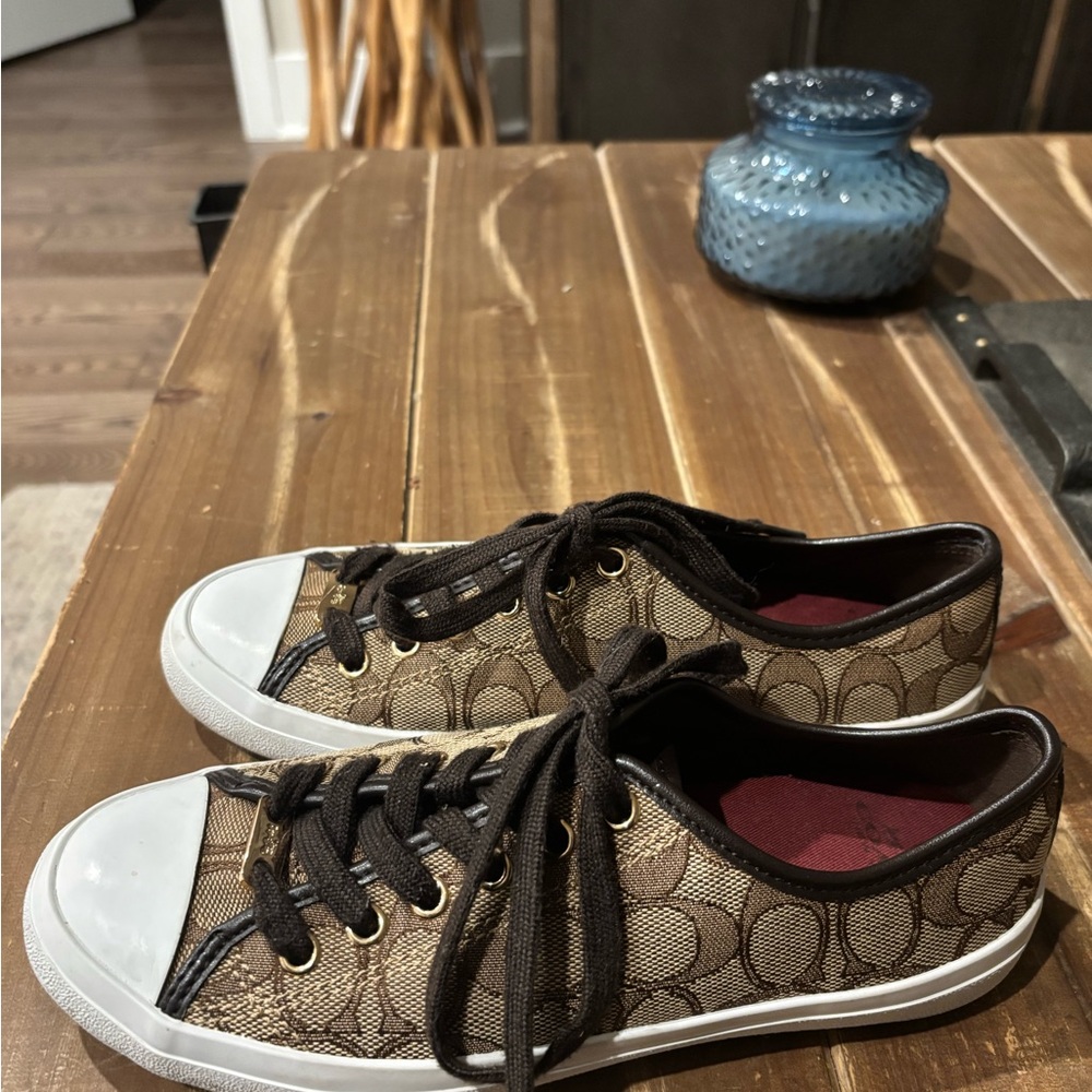 Coach Black and Brown Sneakers with Signature Logo - Picture 2 of 6